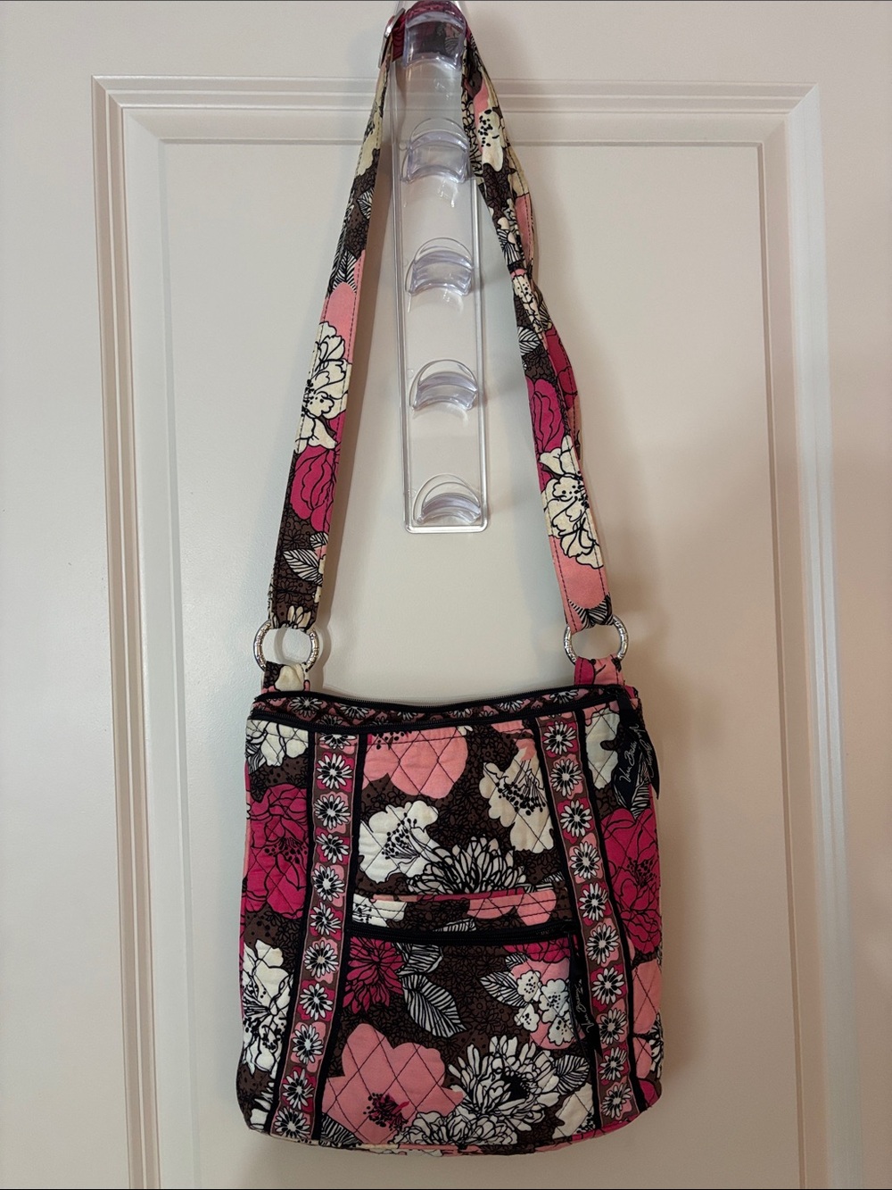 Vera Bradley Quilted Floral Crossbody in Pink, Brown and Cream